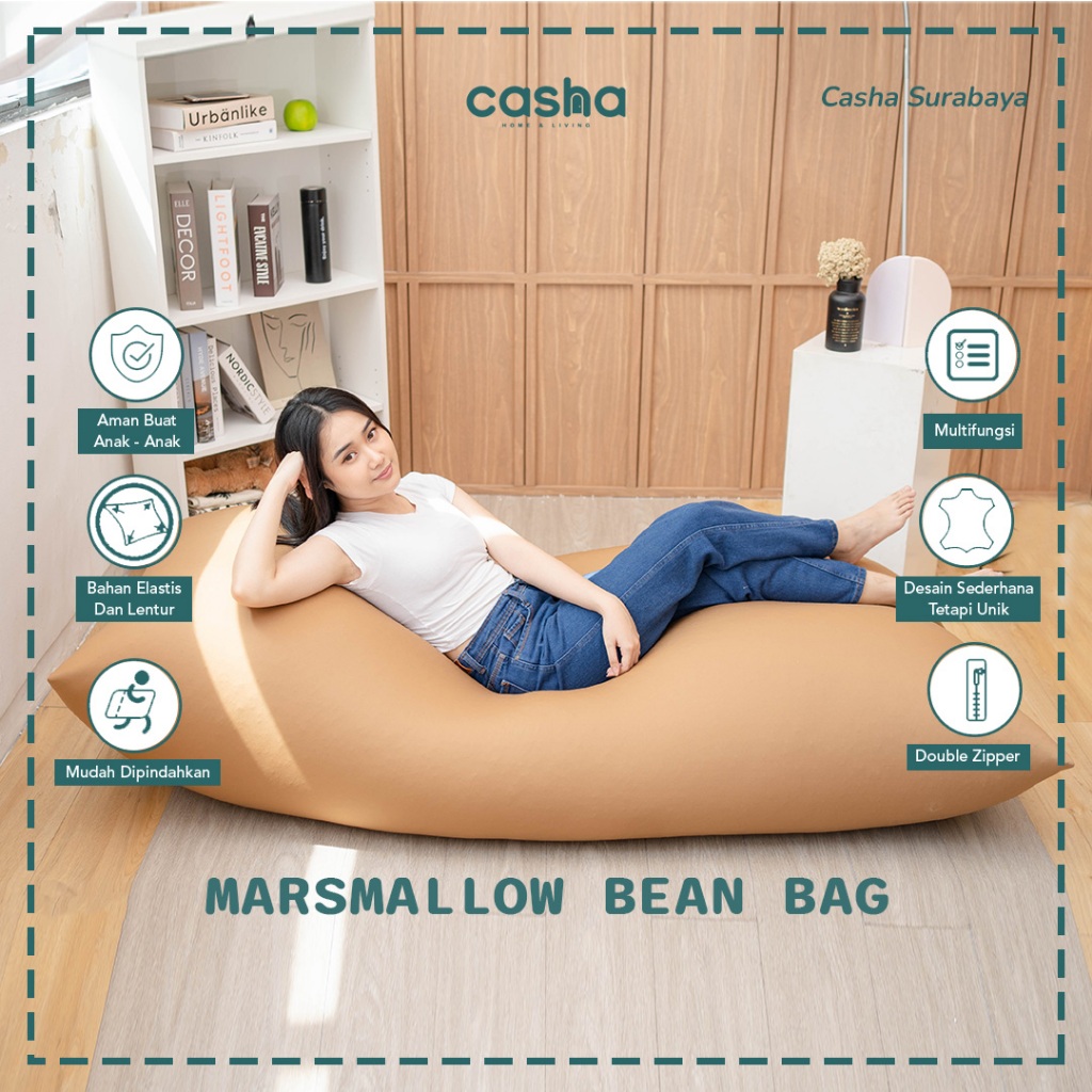 CASHA Marshmallow Bag - Bahan Elastis Bean Bag Persegi - Bantal Lantai - Bantal Duduk - Size Besar
