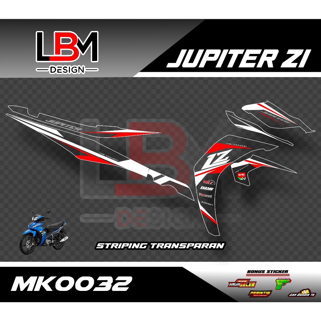 STIKER TRANSPARAN STRIPING LIST VARIASI JUPITER Z1. DESAIN RACING SIMPLE