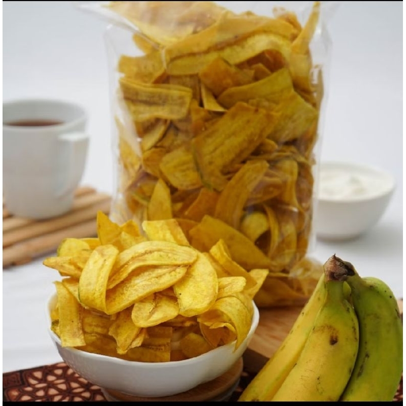 

Snack Cemilan Kripik pisang manis Asin kemasan 250Gram