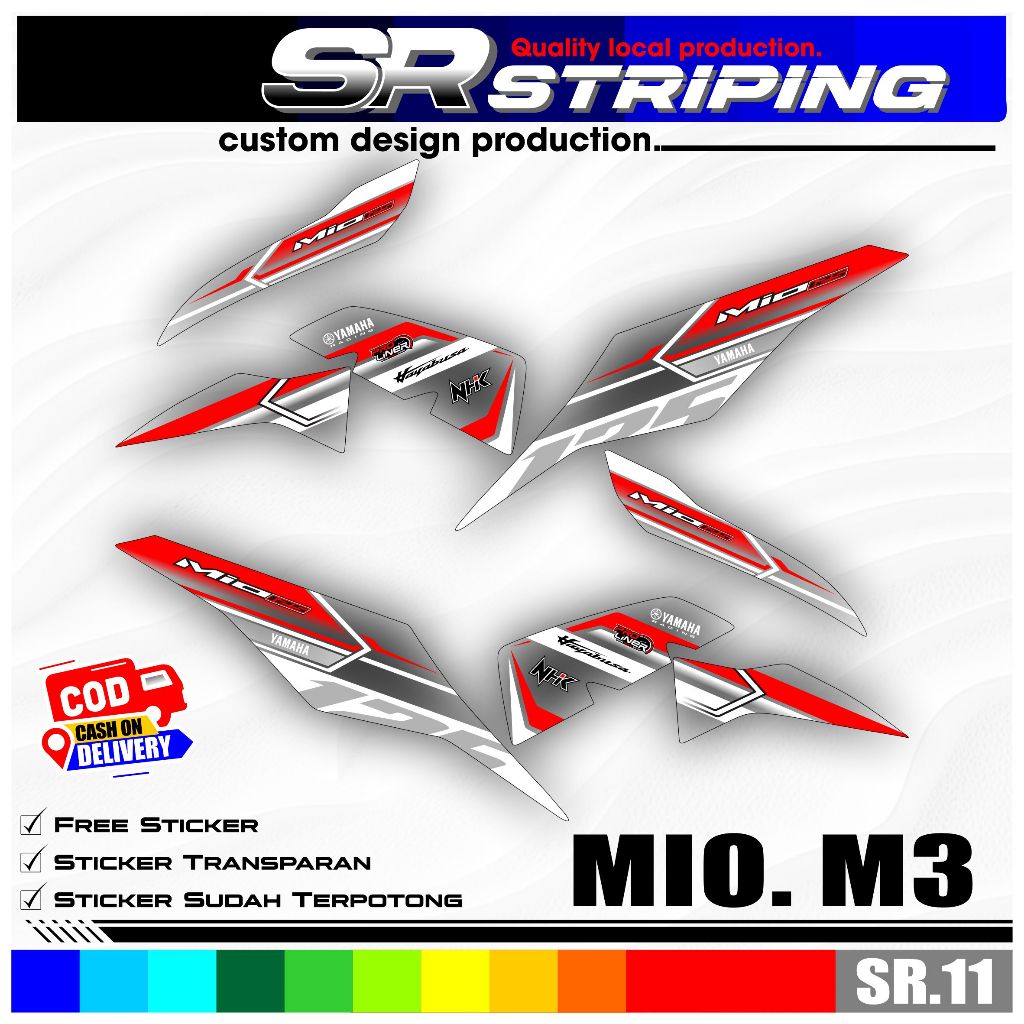 Murah Sticker Striping Transparan Motor Mio M3 Mio 125 - Stiker Variasi Motif Grafis Simpel SR.11
