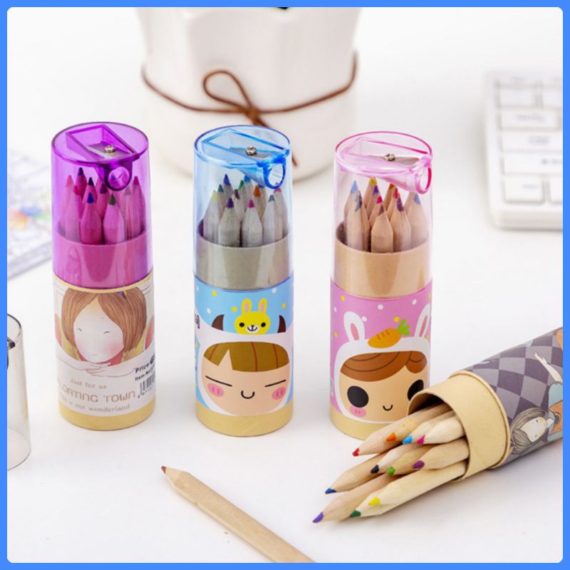 

BELIO - Pensil Warna Isi 12Pcs Pensil Warna Tabung Dan Serutan Pensil Mini