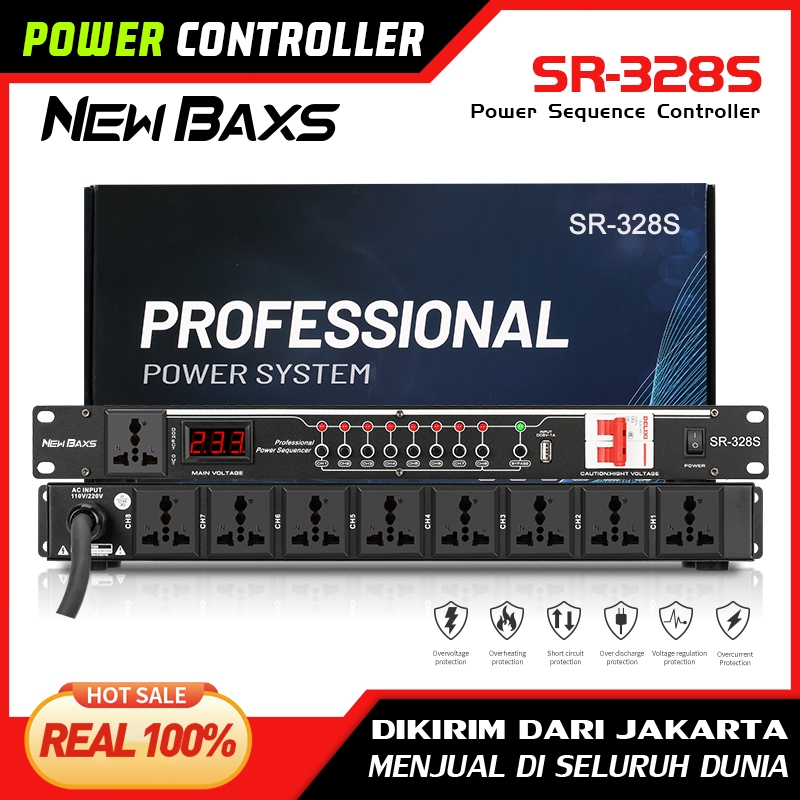 NEW BAXS Manajer listrik SR-328S 40 Amp power controller 8-channel audio time system power is