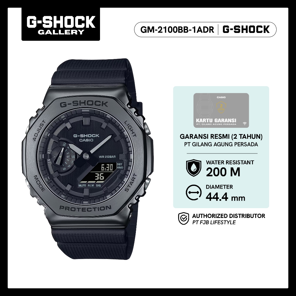 G-shock Jam Tangan Pria Original GM-2100BB-1ADR Analog Digital Black