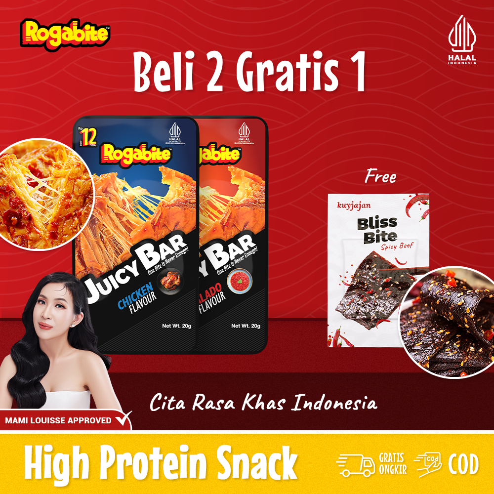 

Rogabite x Mami Louisse - [Halal] [Beli 2 Gratis 1] Juicy Bar Free Bliss Bite Camilan | Latiao Halal