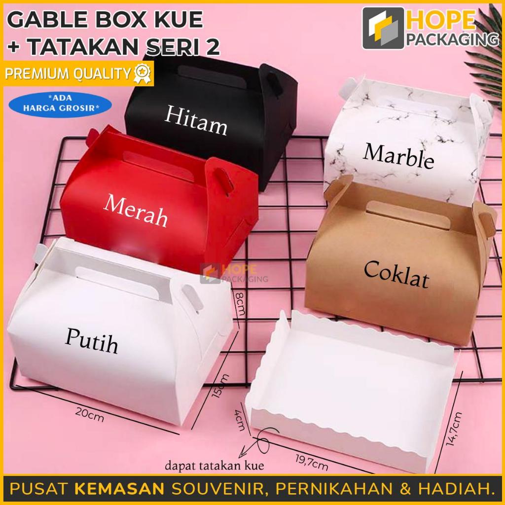 

Gable Box Kue + Tatakan (SERI 2) / Box Kue Toples / Kotak Kue Kering / Box Kue Hantaran / Dus Kue Kraft / Dus Gable Box Ivory