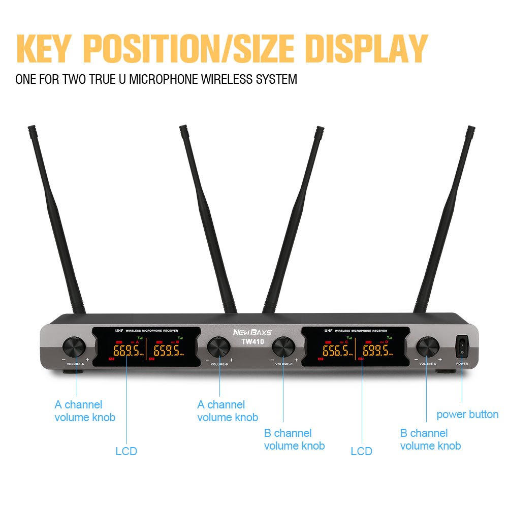 New // New Baxs Tw410 Mikrofon Nirkabel Satutrailer Uhf Band 4 4 Mikrofon Nirkabelgenggam 4 Mikrofon