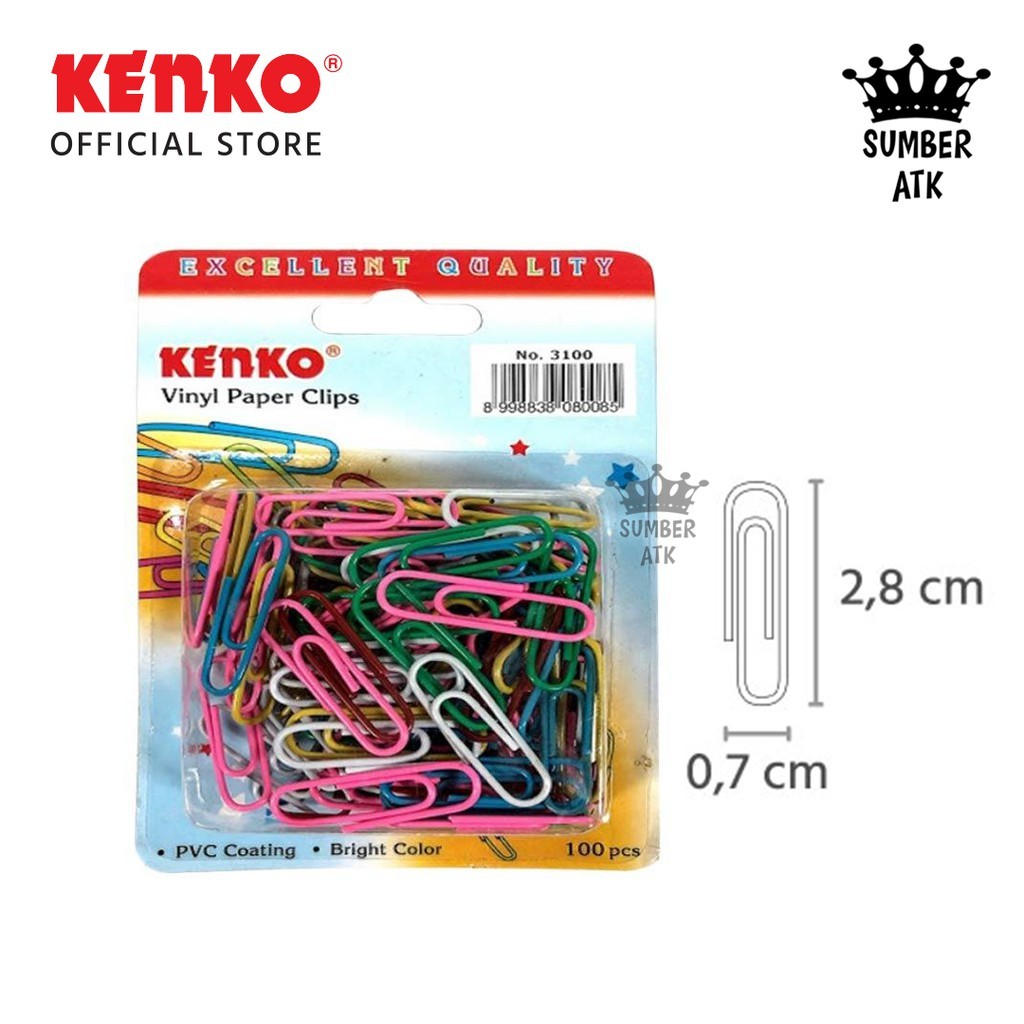 

PAPER CLIP 3100 / Penjepit Kertas Warna Warni 100 pcs