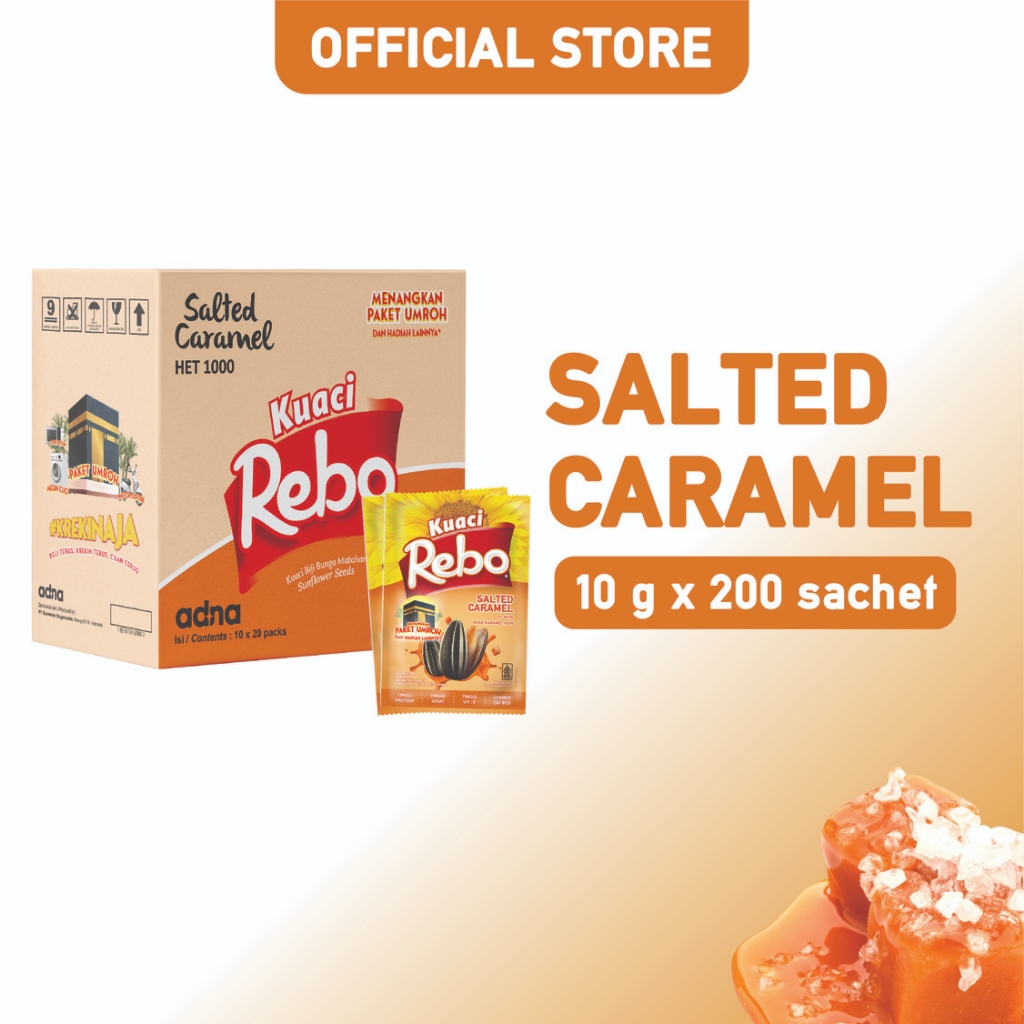 

Rebo Kuaci Rasa Caramel 10 Gram - 1 Dus (Isi 200 Sachet)