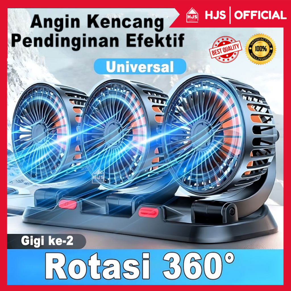Kipas Angin Mobil 3 Kepala Car Fan 12-24 Volt / Kipas Dasbor 3 kepala dingin ac truk dapat disesuaik