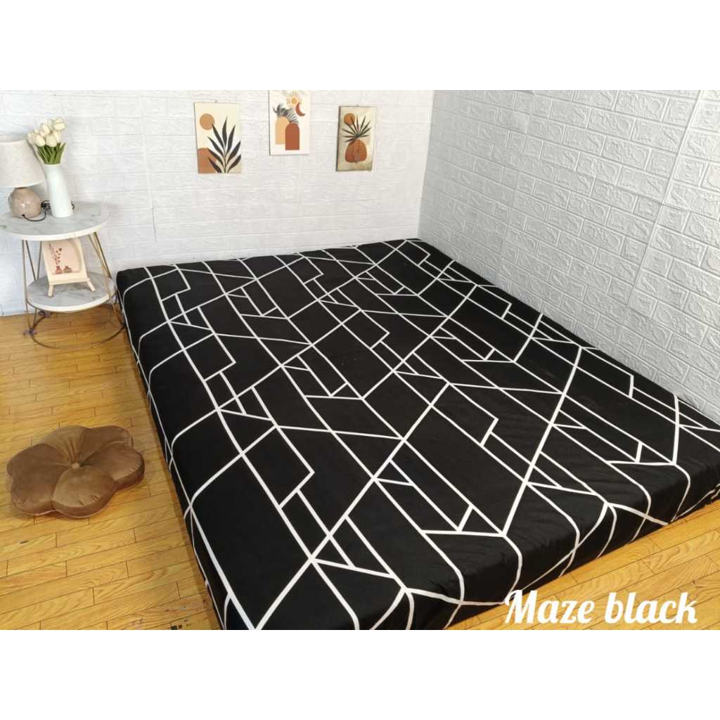 Sprei double karet ukuran lengkap 90, 100, 120, 160, 180, 200 x 200 Bahan Katun Disperse Halus