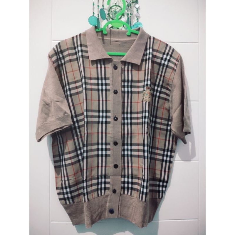 Blouse kancing Rajut wanita lengan pendek