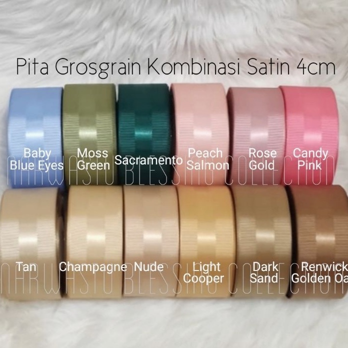 

READY GAN Pita grosgrain kombinasi satin Pita grosgrain tepi dan satin 4cm