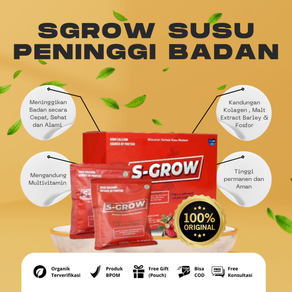 

S Grow Susu Suplemen Peninggi Badan Tubuh 100 Asli Original Isi 10 Sachet