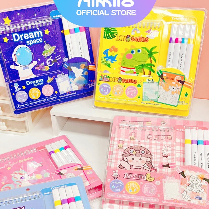 

MALL READY Aimilo Paint Set Buku Gambar Karakter Anak Buku Gambar Mewarnai Free Coloring Book Pen Maker Premium