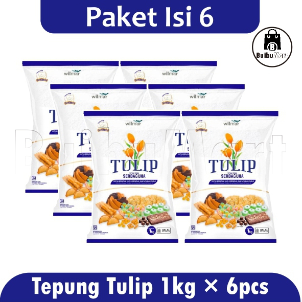

[ Paket Isi 6 ] Tepung Terigu Tulip Serbaguna 1kg -6pcs