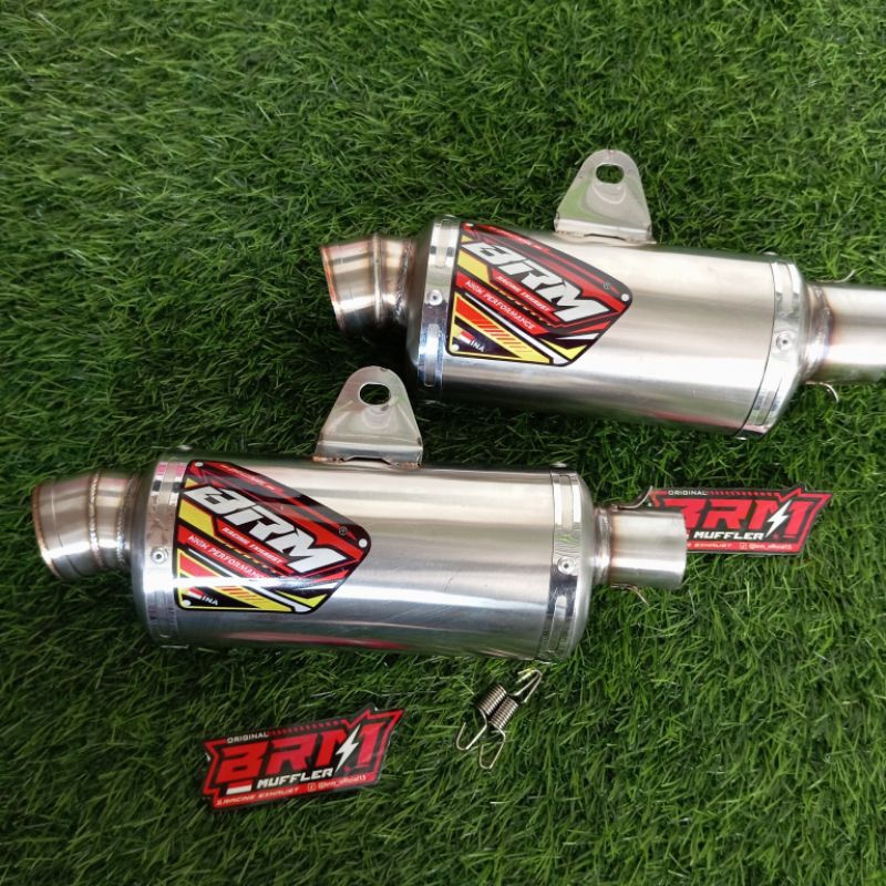 Slincer Knalpot BRM OVAL P20 inlet 50mm saringan full emblem NEW fre stiker ORI BRM RACING