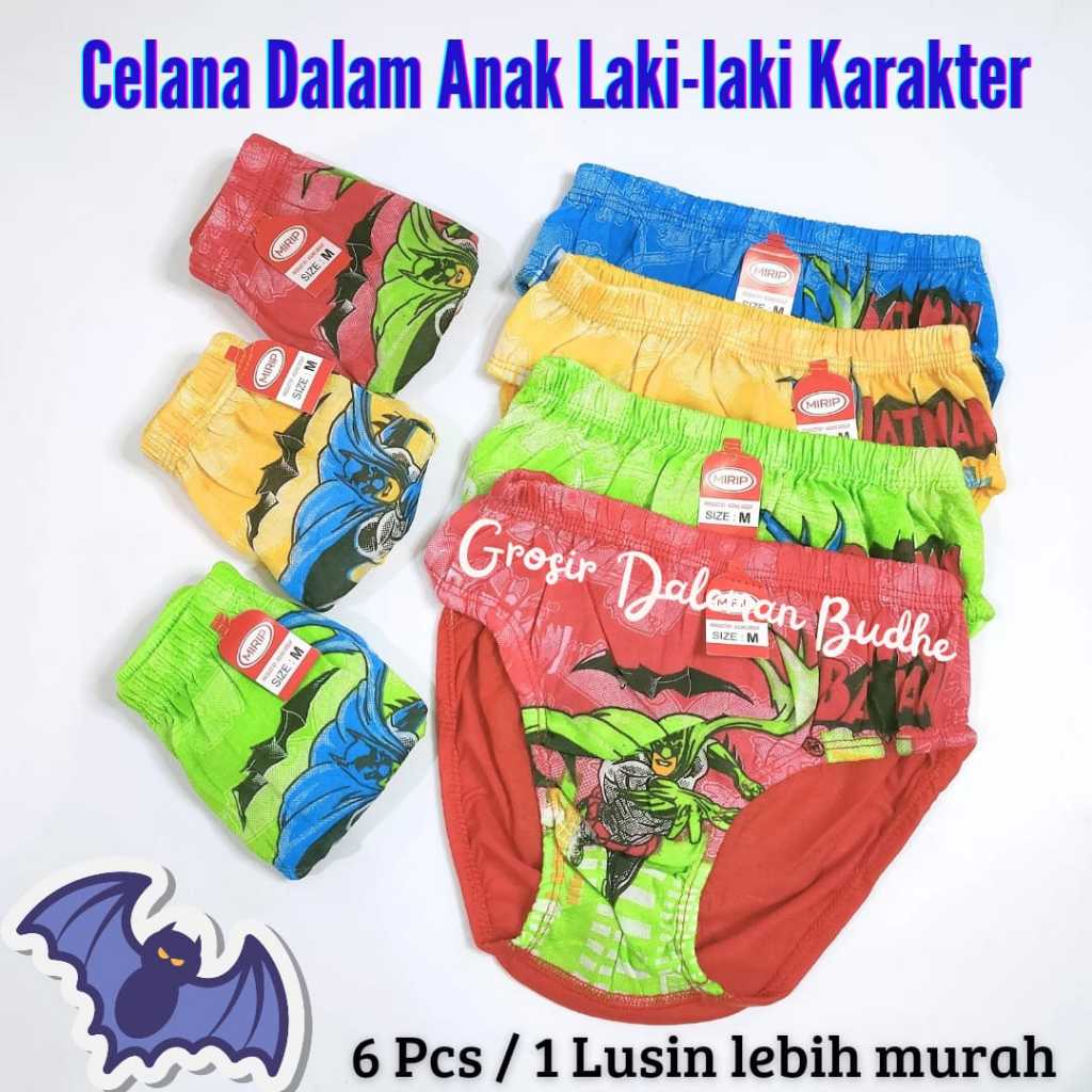 1 Lusin Celana Dalam Anak Laki Laki / 6 Pcs Celana Dalam Anak Cowok Karakter Super Hero