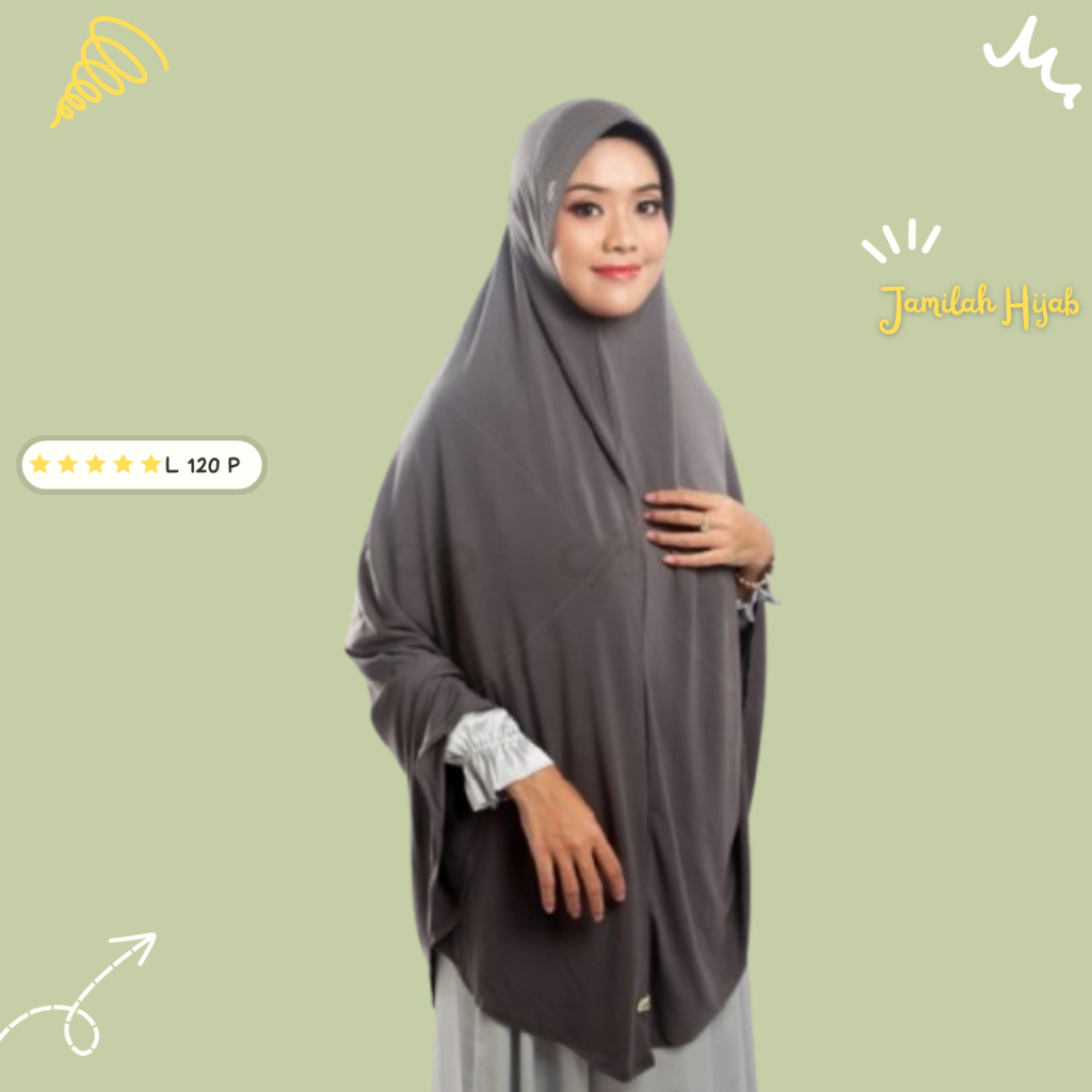 JAMILAH HIJAB L 120 P UK. XXL JILBAB INSTAN JERSEY JUMBO MURAH  KHIMAR BERGO SYAR'I POLOS L 120 P OR