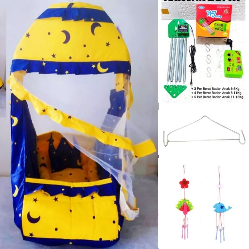 Paket Komplit Ayunan Bayi Listrik + Per 5 + Besi Hanger + Gantungan Mainan Anak