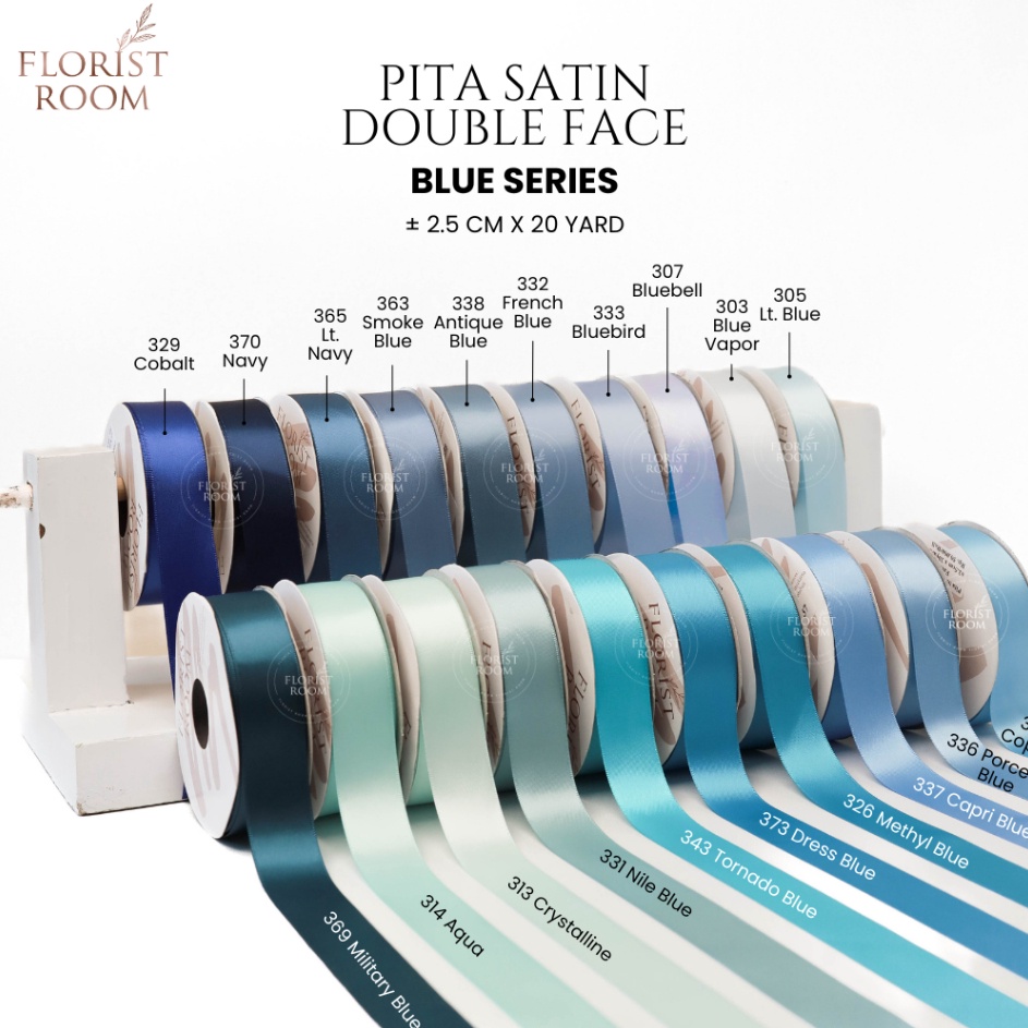 

RAIH DISKON Pita Satin Double Face 25cm x 2yard Blue Series