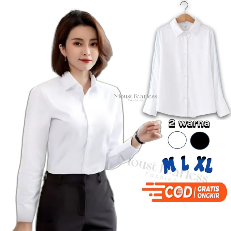 Kemeja Putih Wanita Lengan Panjang | kemeja putih polos | kemeja kerja wanita | kemeja putih polos w