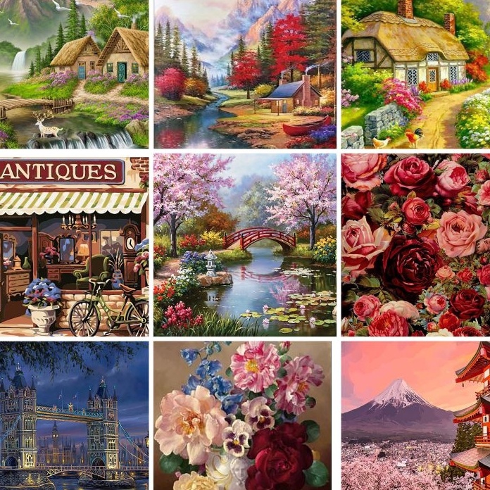 

SIAP KIRIM GAN 4x5cm DIY Paint By Numbers Oil Painting Kit Canvas Paint by Number