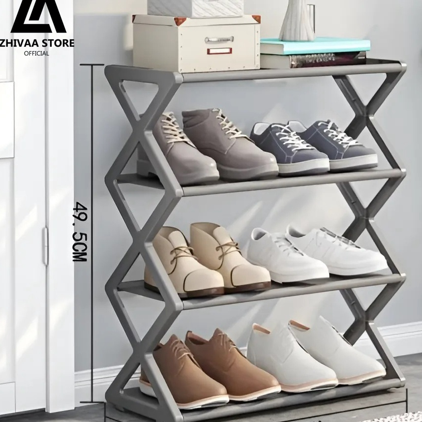 ORIGINAL Rak Sepatu Zigzag 4 Susun Shoes Rack Modern Minimalis Rak Sandal Besi Plastik