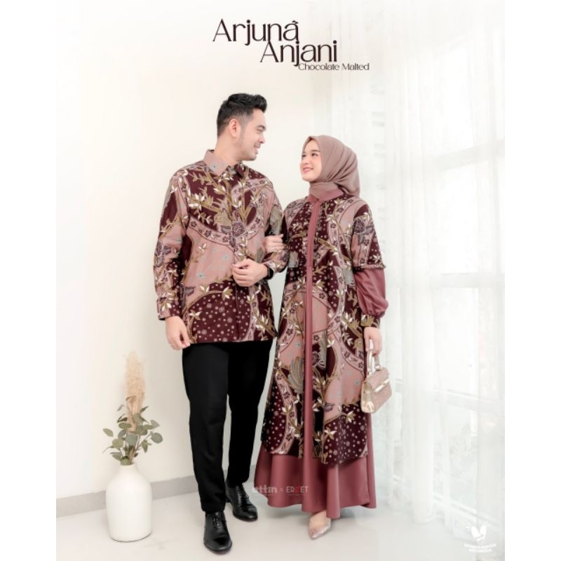 ATTIN-Anjani Dress dan Arjuna TShirt Batik by Attin/Baju Batik Couple/Baju kondangan/Gamis Batik Can