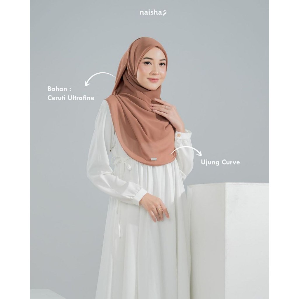 Jilbab Ceruty Segi Empat Curve Syari Khimar Oval Hijab Malay Alesha Jilbab