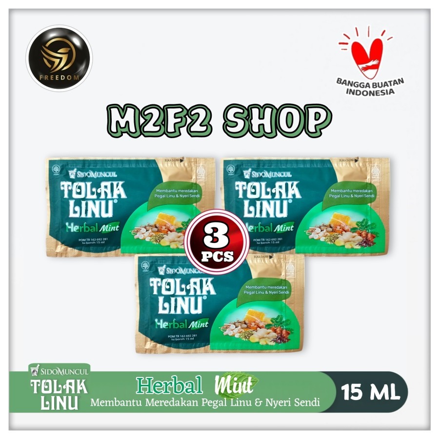 

Sido Muncul Tolak Linu Cair Herbal Mint Sachet - 15 ml (Kemasan 3 Pcs)