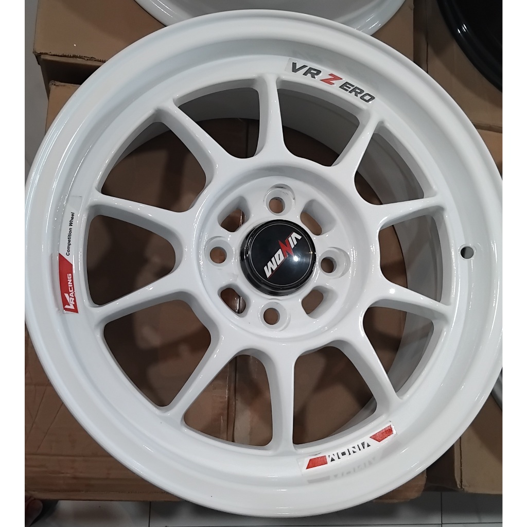 VELG RACING ROSSI VINOM WARNA WHITE GLOSS RING 15 LEBAR 6.5 LOBANG 4 PCD 100 ET 40