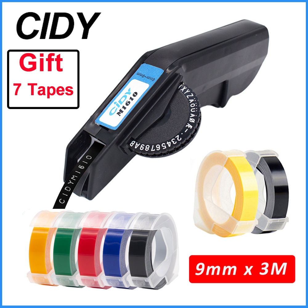 

(With 7 Refillls) CIDY 1610 Motex 5500 Manual Label Printer for 6/9mm 3D Embossed Tapes Replace for Dymo Organizer Xpress 1610