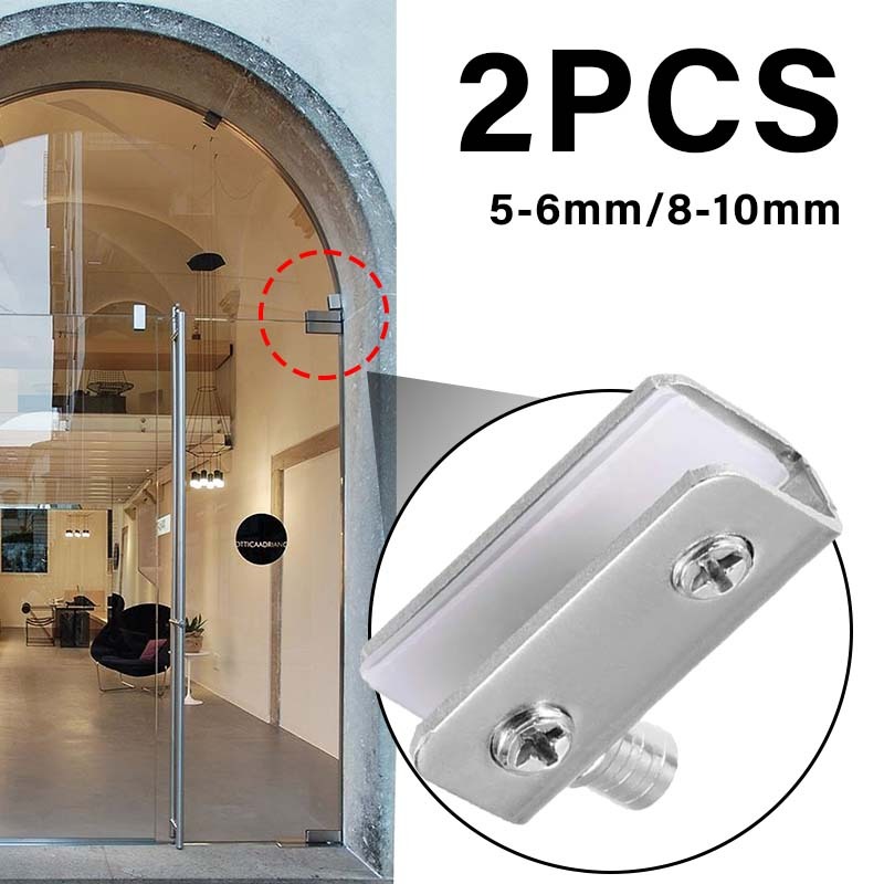 2pcs Engsel Lemari Kaca Jepit Engsel Pintu Kaca Lemari Engsel Pivot Kaca Jepit Stainless Steel M