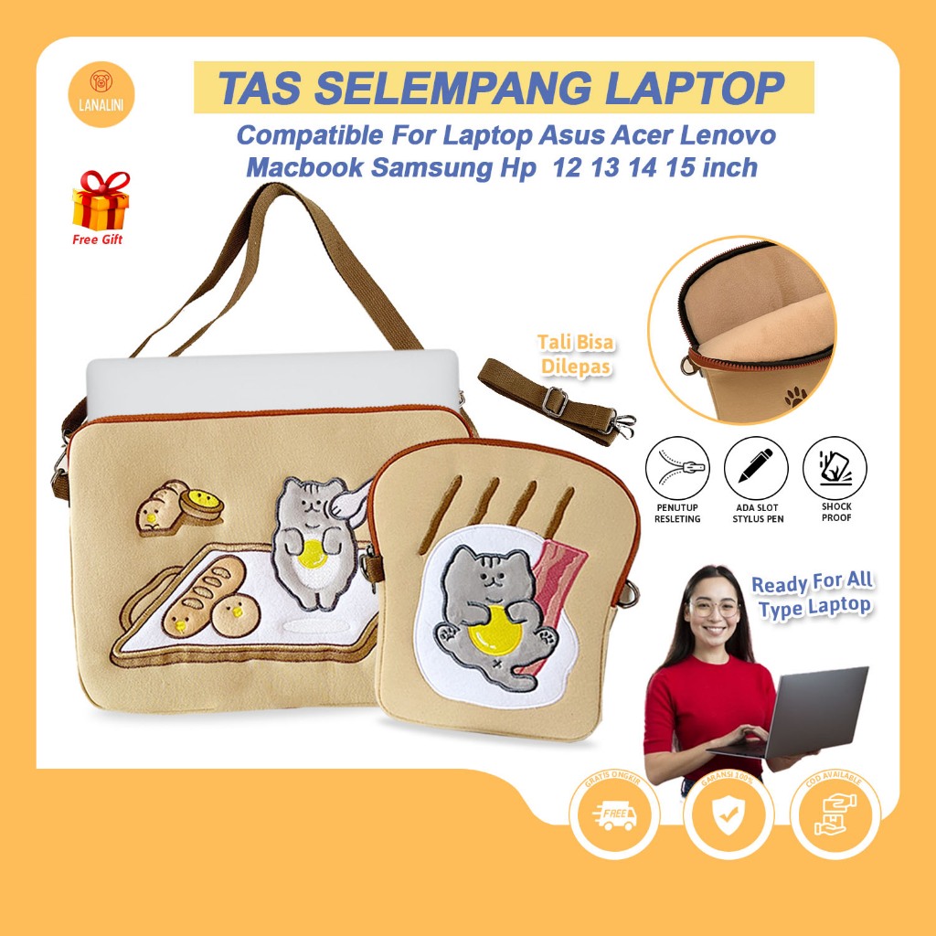 Tas Laptop Selempang Acer Aspire Lite Swift Nitro Chromebook Tali Panjang Leather Sleeve Pouch Soft 