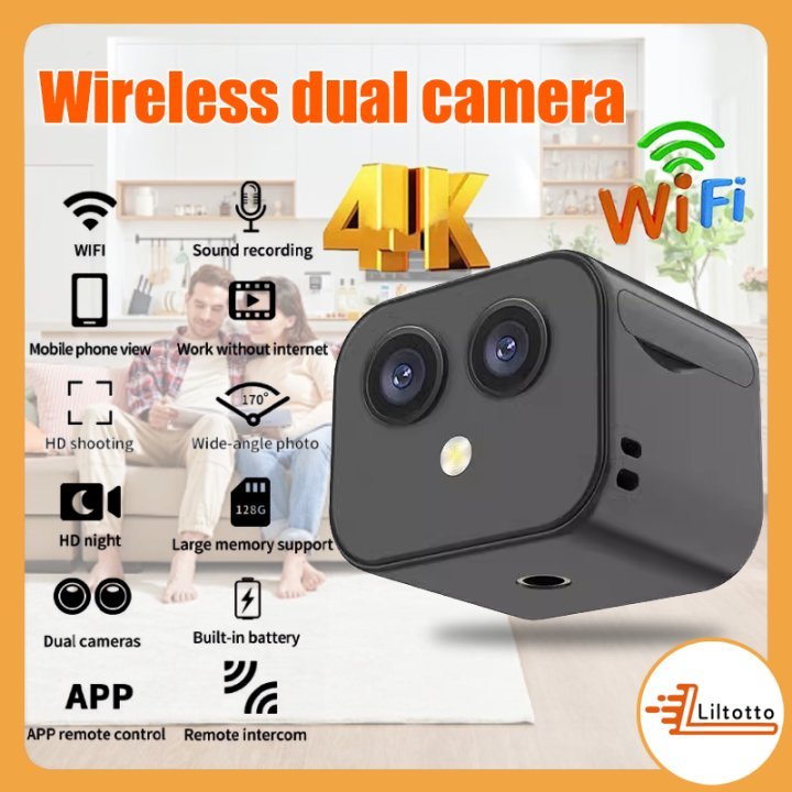 ✨COD✨4K HD CCTV Mini Tersembunyi Tanpa Kabel Spy Kamera Mini Magic Hidden Camera Two Lens Mini Kartu