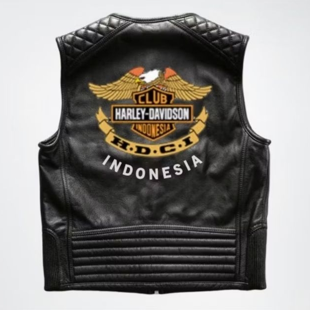 Rompi kulit asli Vest kulit sapi asli Import HARLEY DAVIDSON Pria moge HDCI hog MBI jaket touring ri