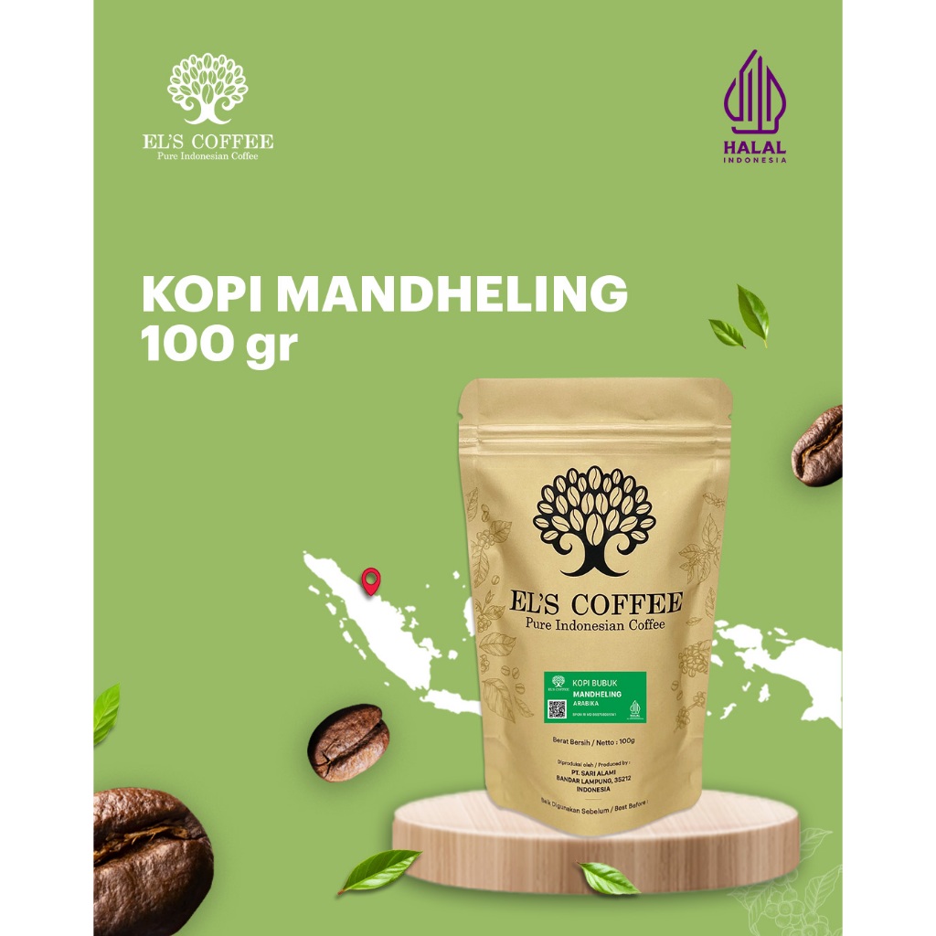 

EL'S COFFEE Mandheling Arabika 100Gr Pure Indonesia Coffee Beans / Fine / Course Roasted Kopi Q1810