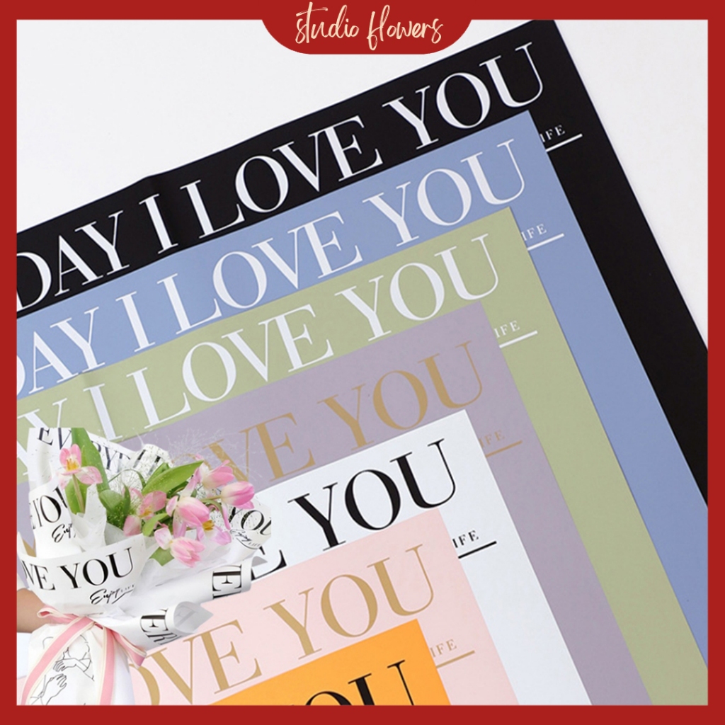 

Flower Wrapping Paper Polos Motif Tulisan Quotes Love Kertas Buket Bunga Cellophane Florist KB6109