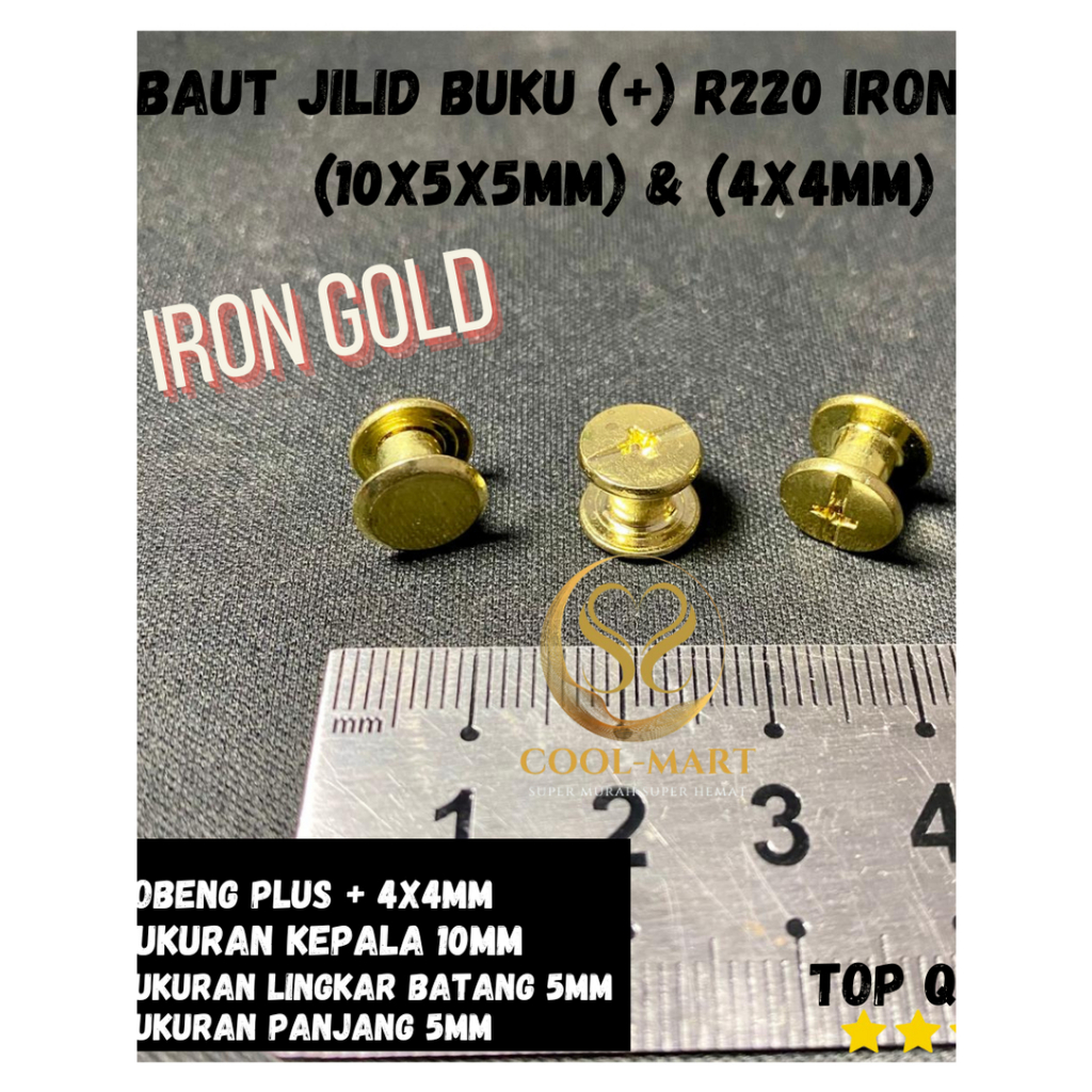 BAUT JILID BUKU (+) R220 IRON GOLD (10X5X5MM) & (4X4MM)