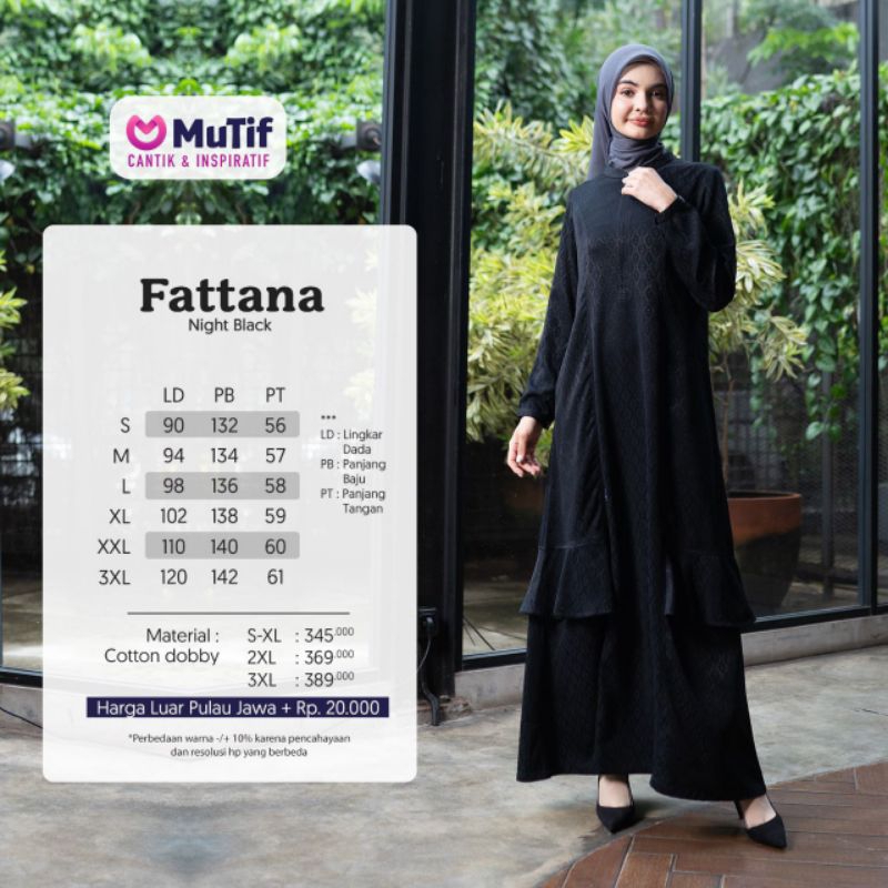 GAMIS DEWASA HITAM FATTANA NIGHT BLACK BY MUTIF (GAMIS DEWASA HITAM MUTIF)