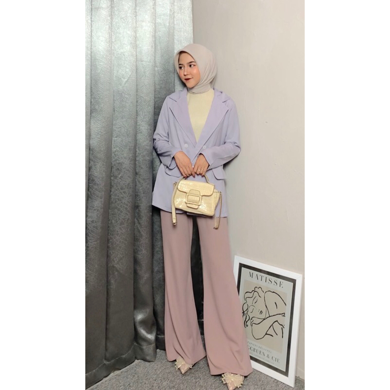 Weind Blazer Wanita Korea Outfit Hijab Basic - Violet