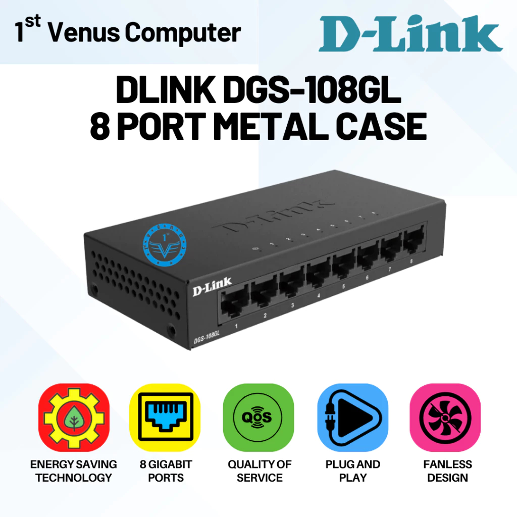D-Link DGS-108GL 8-port Gigabit Unmanaged Switch / NET03-DL
