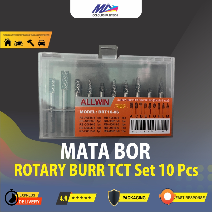 10pcs Mata bor tuner metal / Set 10 pcs mata bor cun kikir besi MERK ALLWIN WIPRO TCT (SHANK 6 mm)