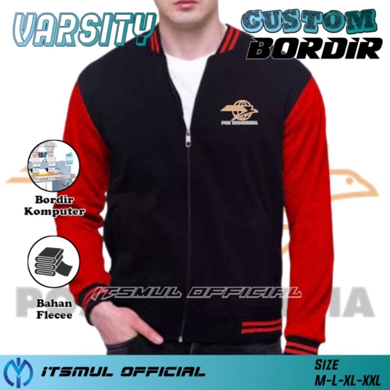 Jaket Varsity Baseball Pos Indonesia Bordir Jaket Pos Indonesia Bordir