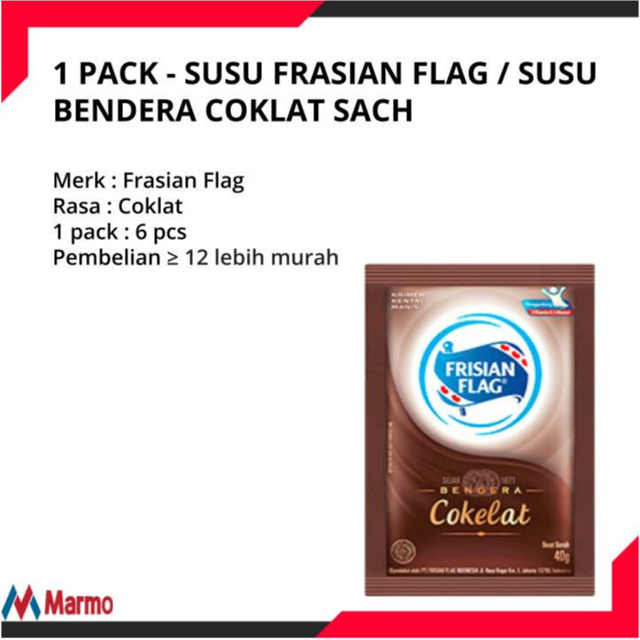 

SUSU BENDERA FRISIAN FLAG COKELAT 40g x 6pcs - 1 Renteng / Renceng