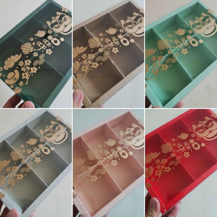 

( 5 pcs ) Kotak Box Fruitpie Hampers Imlek Kardus CNY II Sekat 6 Packaging Mini Pao Eggtart