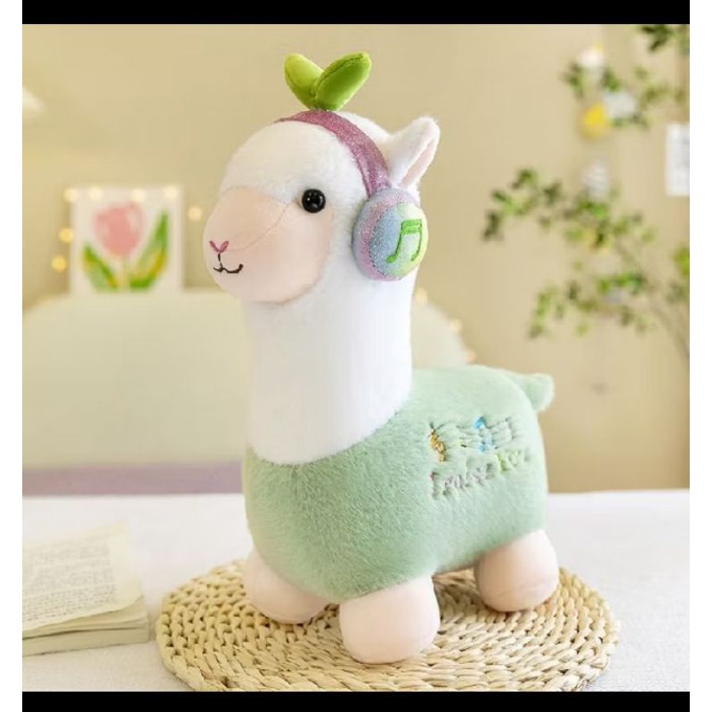 Boneka alpaca walkman ukuran 35cm bahan plush yelvo import