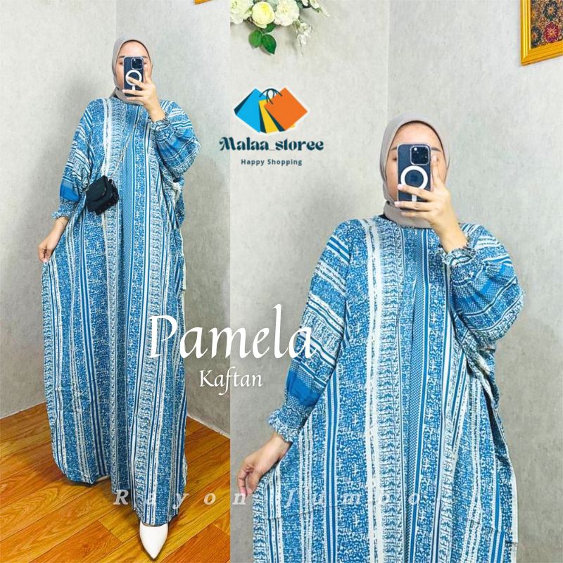 Home Kaftan Motif Pamela Bahan Rayon Super Jumbo XXXXL Muslimah Kaftan Abaya Turkey Dres Mewah Elega