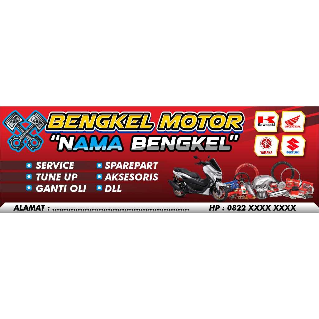 BANNER SPANDUK BENGKEL MOTOR CUSTOM DESAIN & UKURAN