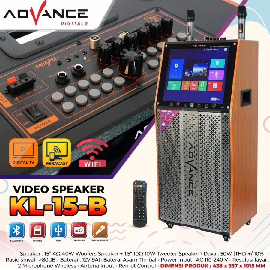 Speaker Ampli Bluetooth + TV Digital Portable Advance KL15B